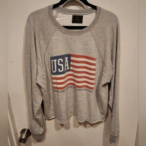 Retrobrand USA Stars & Stripes Athletic League Cropped Sweatshirt  L Free People